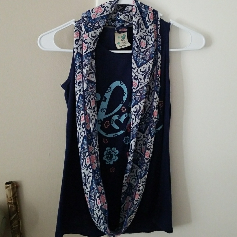 Cute Tank top with sheer scarf